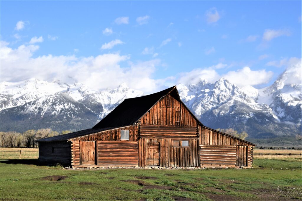 Barn on Mormon row with the Grand Tetons in the background