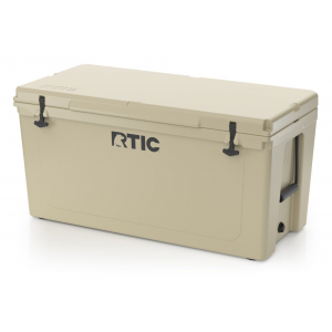 RTIC 145 QT Hard Sided Cooler, Tan, Heavy Duty Rope Handles, T-Latch Closure