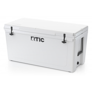 RTIC 145 QT Hard Sided Cooler, White, Heavy Duty Rope Handles, T-Latch Closure