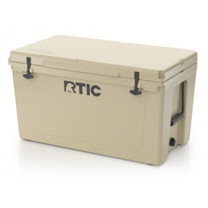 RTIC 110 QT Hard Sided Cooler, Tan, Heavy Duty Rope Handles, T-Latch Closure
